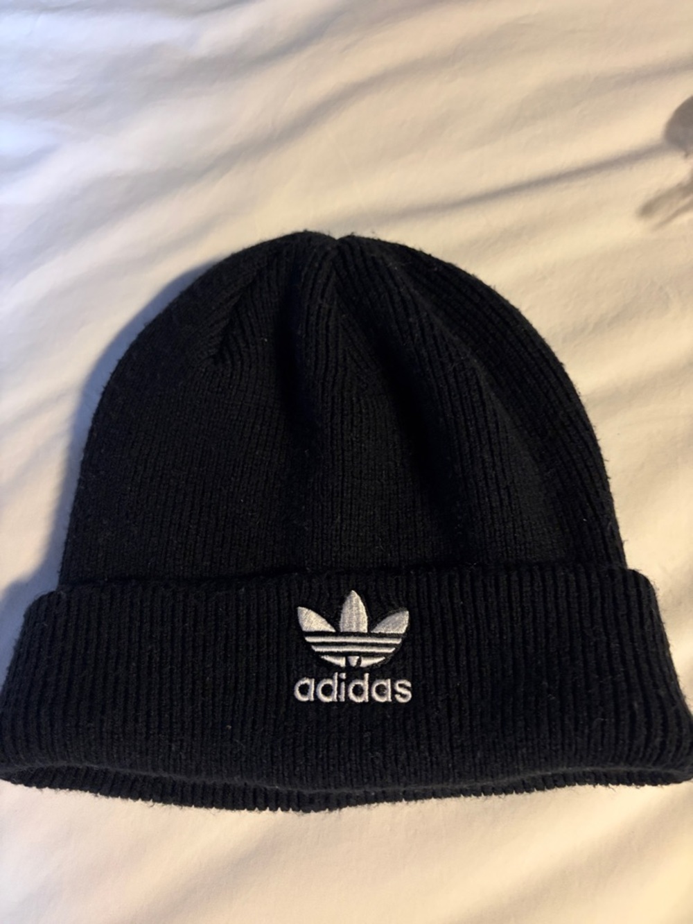 adidas Black Beanie with White Trefoil Logo